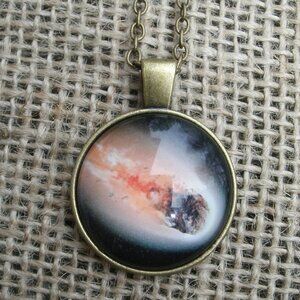 Comet Meteor Glass Cabochon Pendant Necklace
